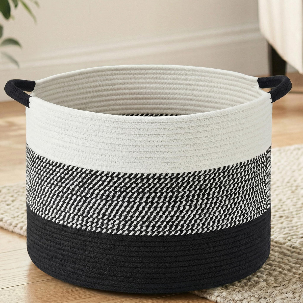 Artfeel 40L Large Cotton Rope Basket, Decorative Woven Blanket Storage for Living Room, Boho Toy Storage & Toy Box for Kids, Versatile Laundry Basket & Nursery Hamper for Blankets(Brown)