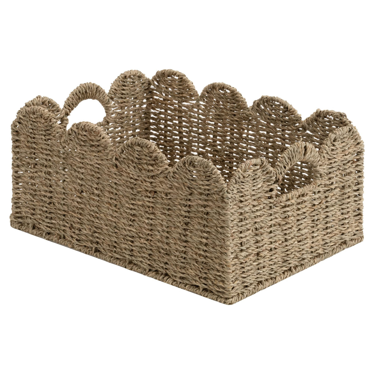 StorageWorks Scalloped Water Hyacinth Baskets, Large Scalloped Baskets
