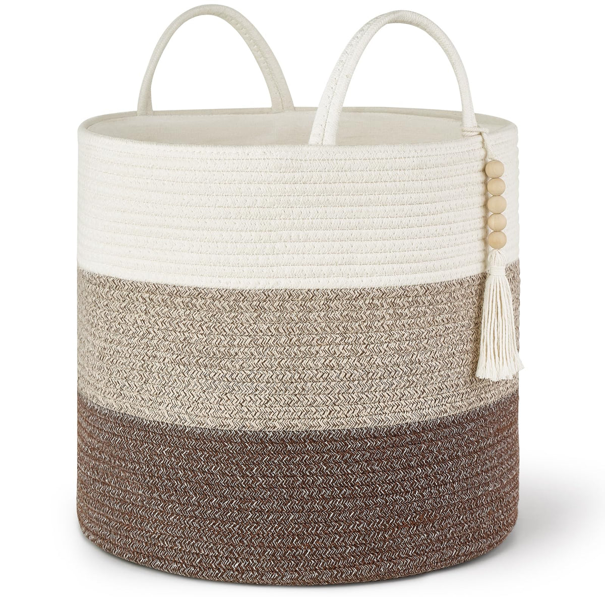 Mkono Woven Storage Basket for Blanket, Toys Plant Organizer, 16"W x 13.8"L