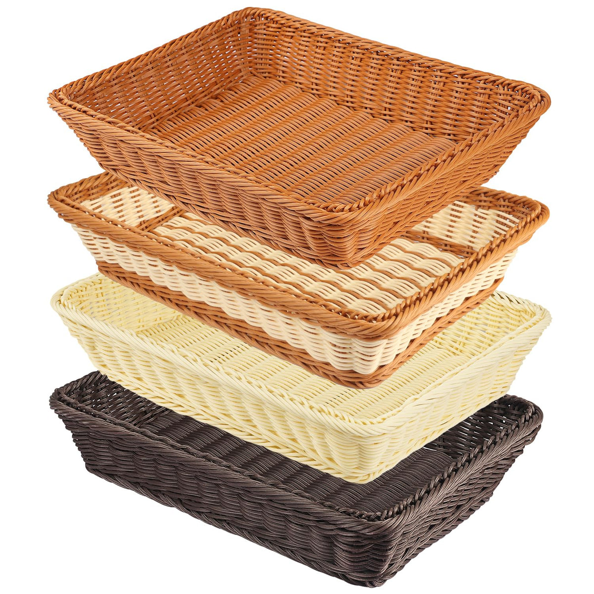 6 PCS 12x8 Inch Wicker Bread Basket, Woven Serving Basket, Tabletop Food Serving Basket for Restaurant, Bakery, Family Party, Hotel, Fruits, Vegetables and Snacks, Brown
