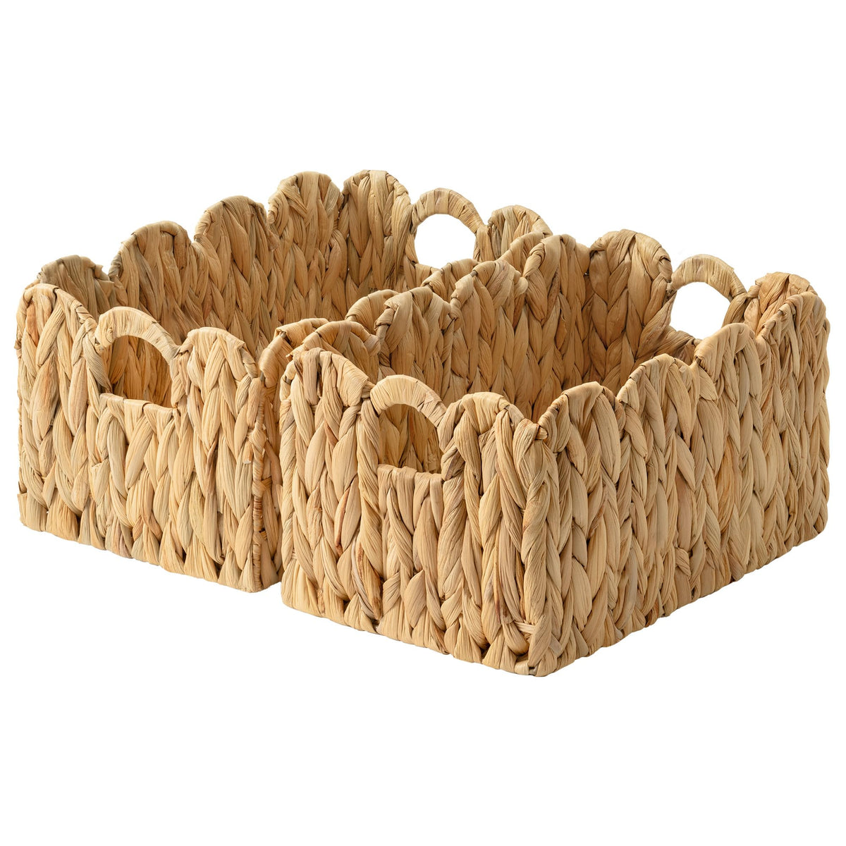 GRANNY SAYS Wicker Storage Basket for Shelves, Scalloped Baskets for Pantry