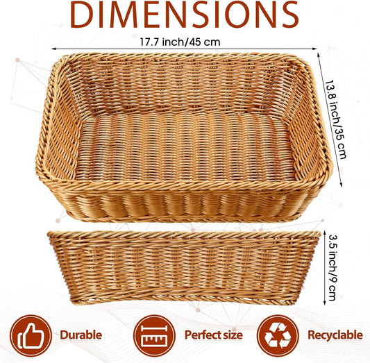 6 Pcs 17.7 in Large Wicker Bread Baskets, Woven Serving Basket for Kitchen