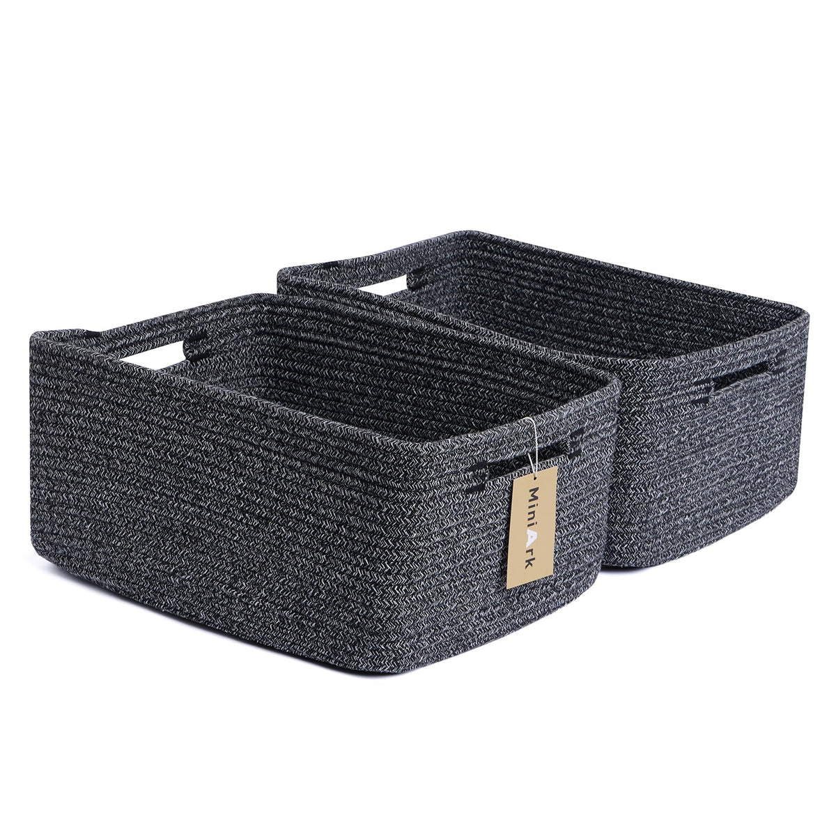 MiniArk Large Storage Baskets for Organizing, 17 x 13 x 7.5” Closet Shelf Baskets for Clothes Blanket Towels, Baby Nursery, Toy Bins Box, Woven Rope Baskets, 4 Packs Mixed Brown