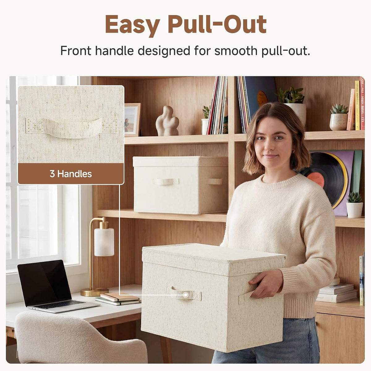 StorageWorks Fabric Storage Bins with Lids, Closet Storage Bins