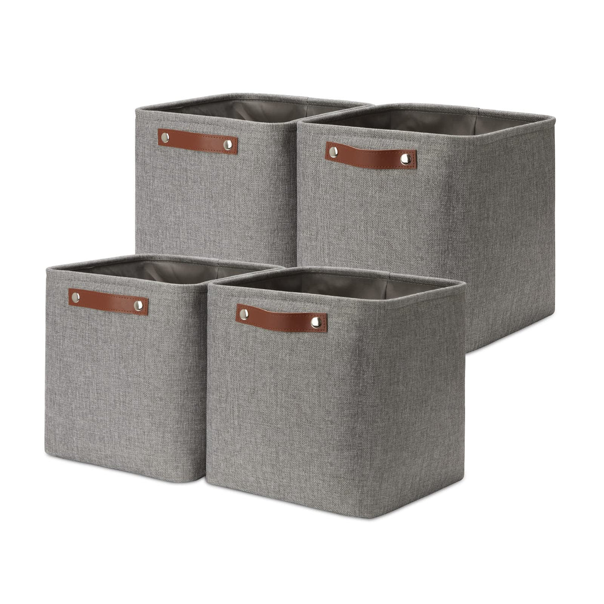 DULLEMELO Small Storage Bins, Storage Baskets for Organizing, Collapsible Rectangular Fabric Baskets for Shelves, Closets, Nursery, Home, Office, Empty Gift Baskets (6-Pack, White&Khaki)