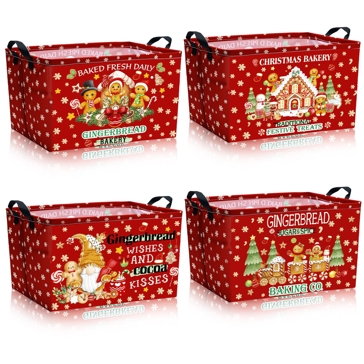 4 Pcs Halloween Storage Basket for Gifts Large Spooky Skeleton Storage Bins with Handles 15 x 10 x 8 Fabric Laundry Baskets Halloween Skull Collapsible Organizer Boxes for Home Cloth Toys Book