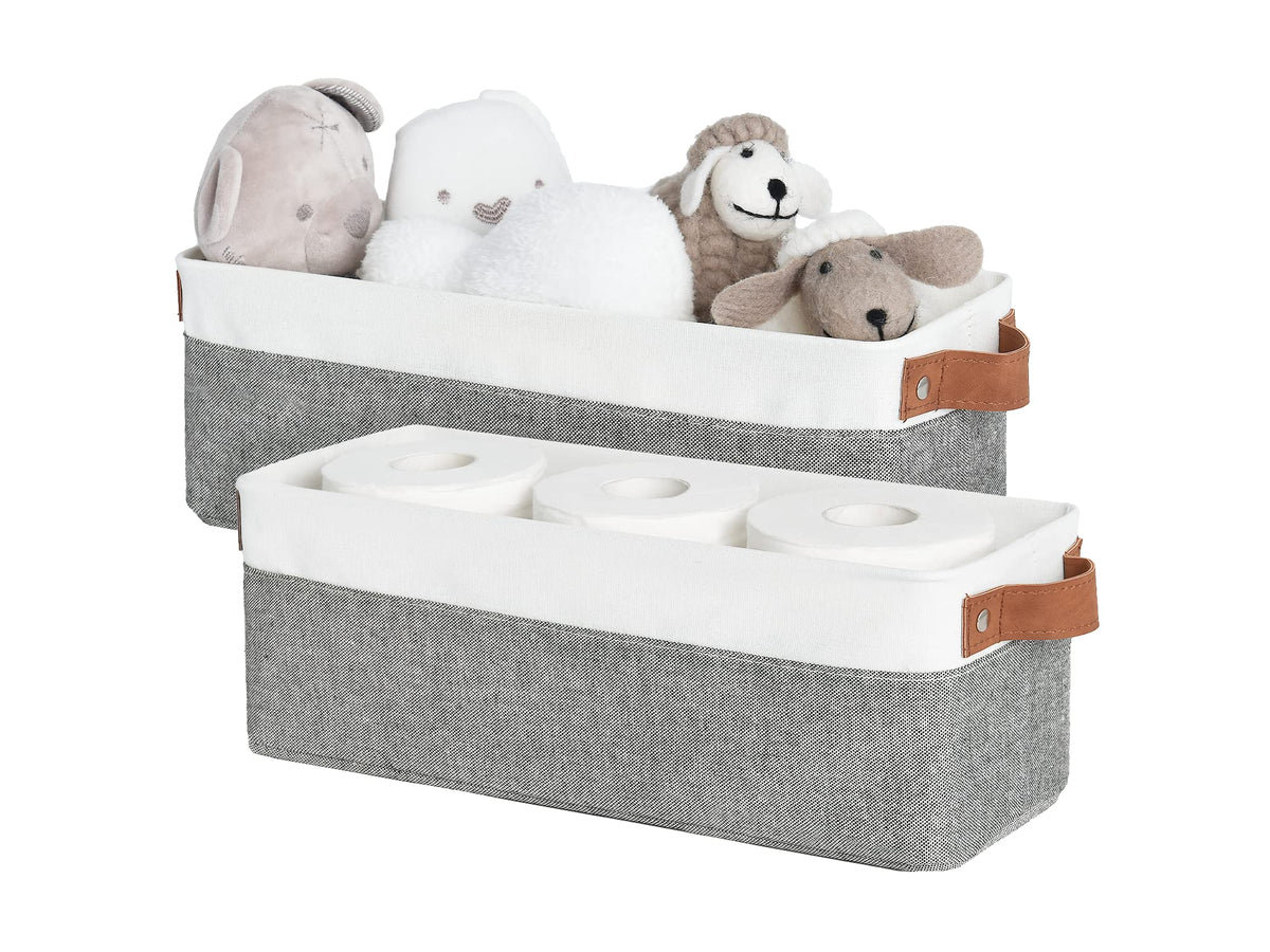 StorageWorks Narrow Storage Bins, Toilet Paper Storage, Natural, 2-Pack