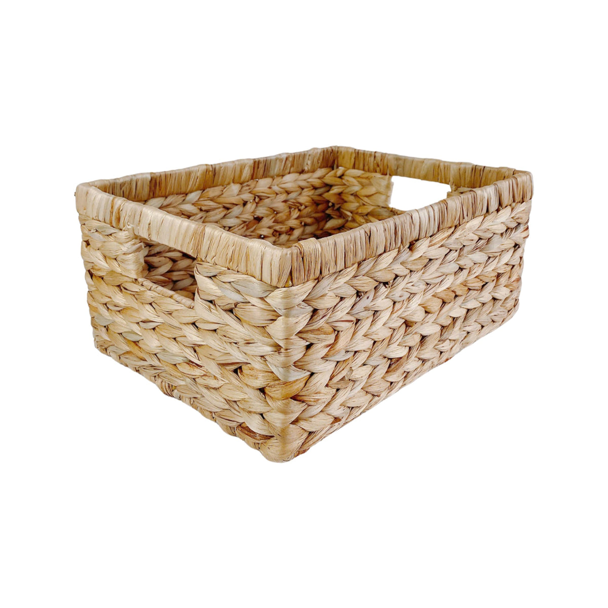 Large Handwoven Water Hyacinth Storage Wicker Basket with 2 Handles - Brown