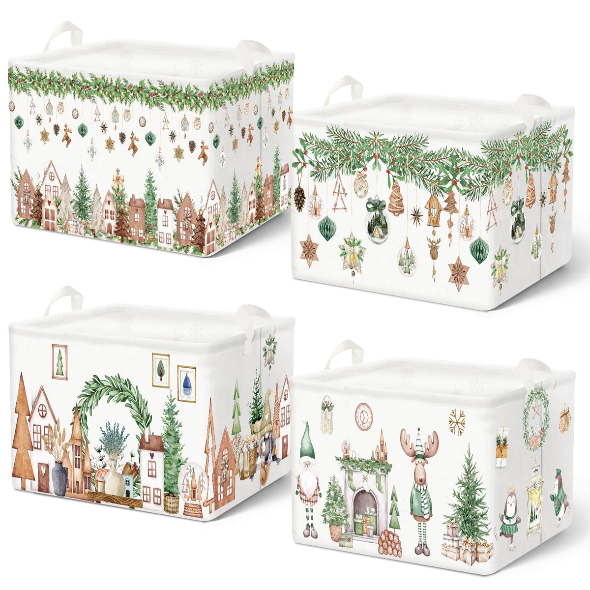 4 Pcs Halloween Storage Basket for Gifts Large Spooky Skeleton Storage Bins with Handles 15 x 10 x 8 Fabric Laundry Baskets Halloween Skull Collapsible Organizer Boxes for Home Cloth Toys Book