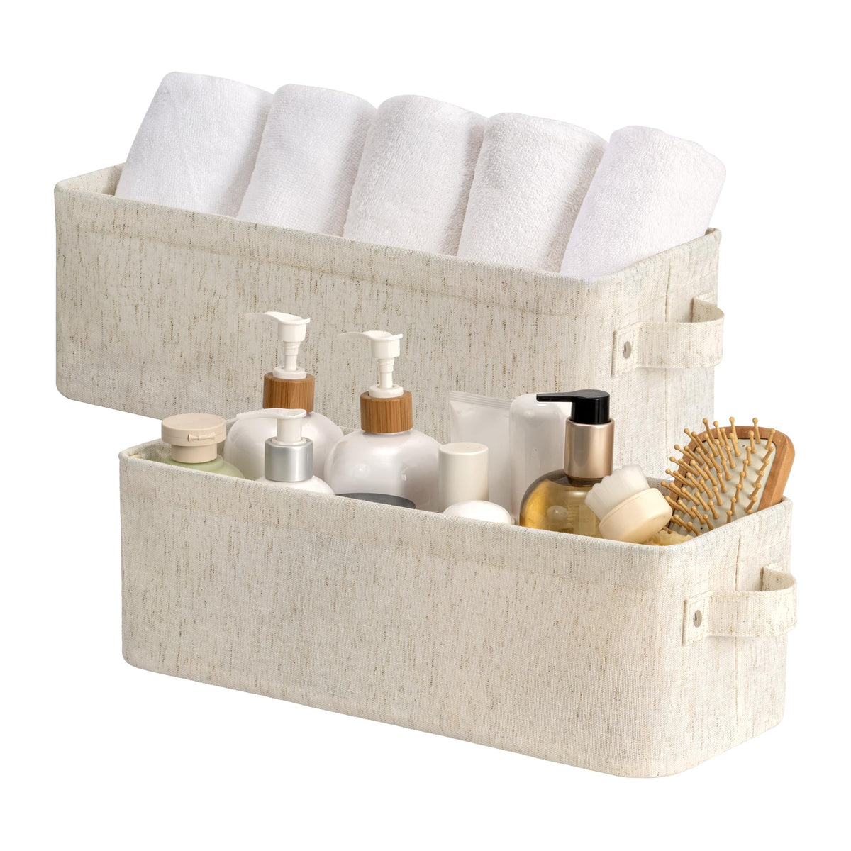 StorageWorks Narrow Storage Bins, Toilet Paper Storage, Natural, 2-Pack