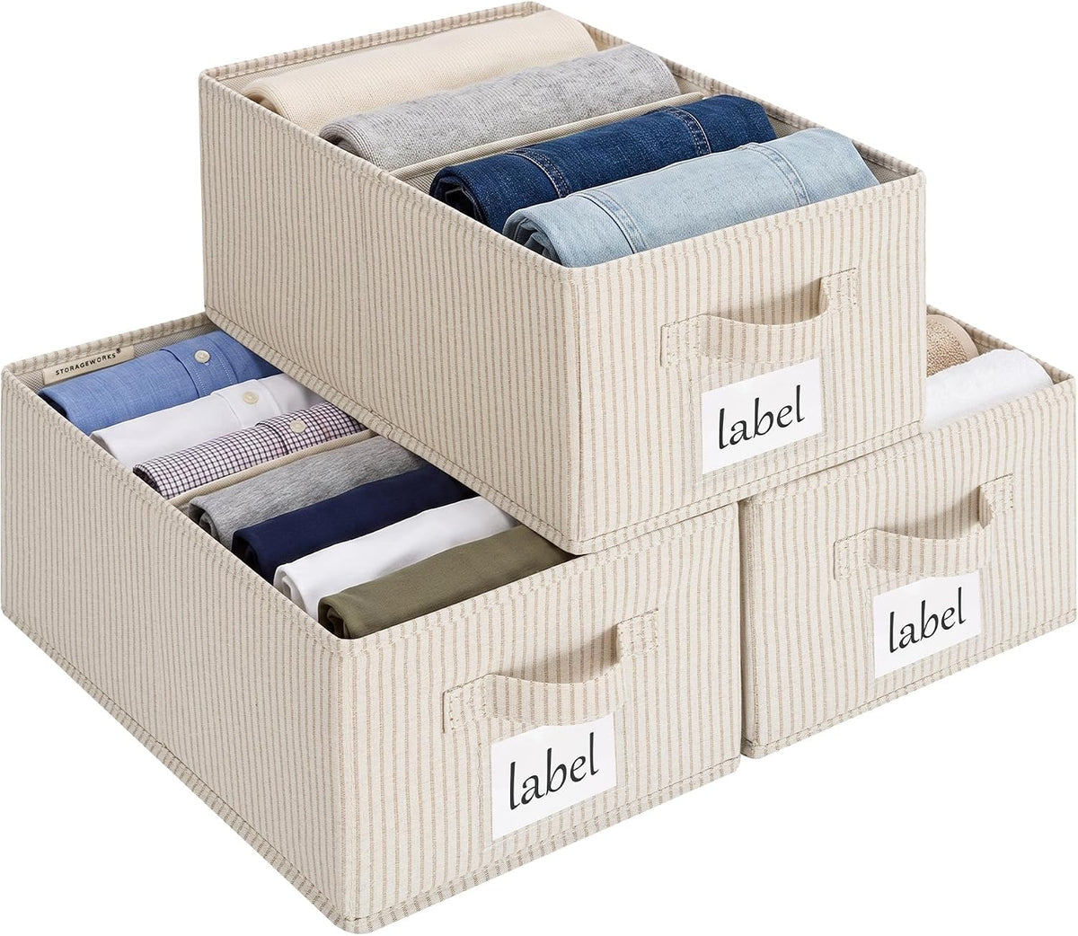 StorageWorks Closet Shelf Organizer Bins with Divider, 9¾"Lx16"Wx6¾"H