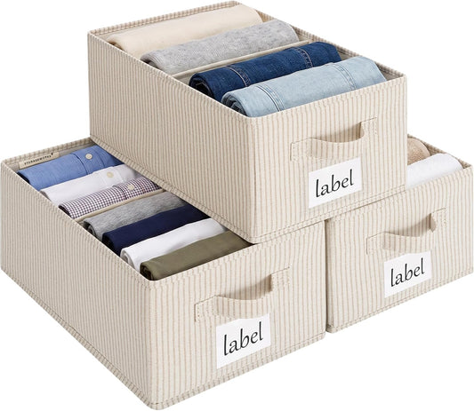 StorageWorks Closet Shelf Organizer Bins with Divider, 9¾"Lx16"Wx6¾"H