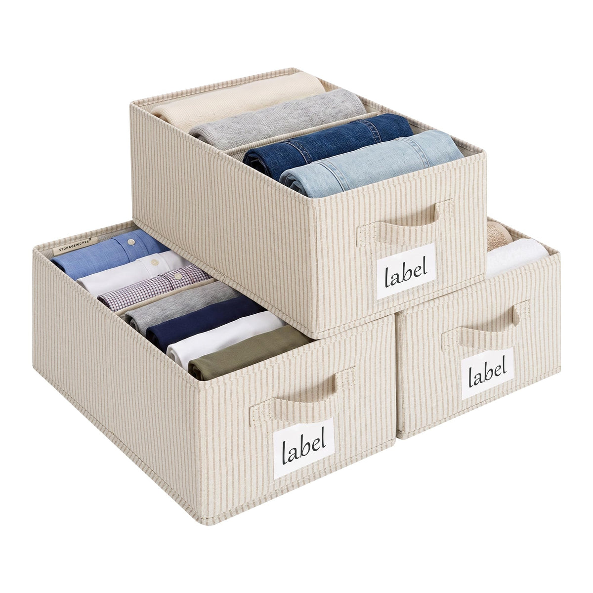 StorageWorks Closet Shelf Organizer Bins with Divider, 9¾"Lx16"Wx6¾"H
