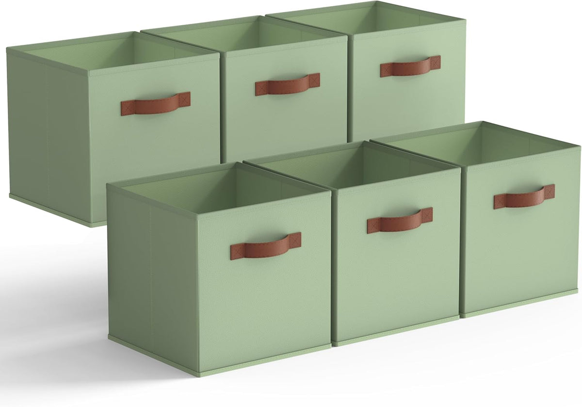 GRANNY SAYS 11 Inch Fabric Storage Cubes, 6-Pack, Sage Green