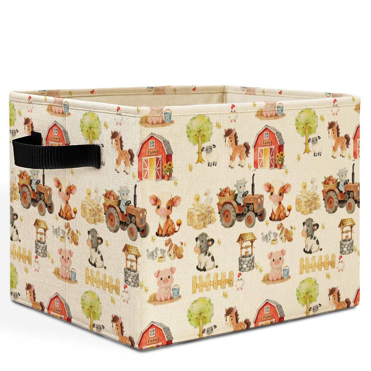 Forest Animal Nursery Storage Bins Box with Handles, Bear Deer Fox Bunny Woods Animal Laundry Basket Hamper Collapsible Clothes Toys Organizer for Toddler Kids Room Playroom