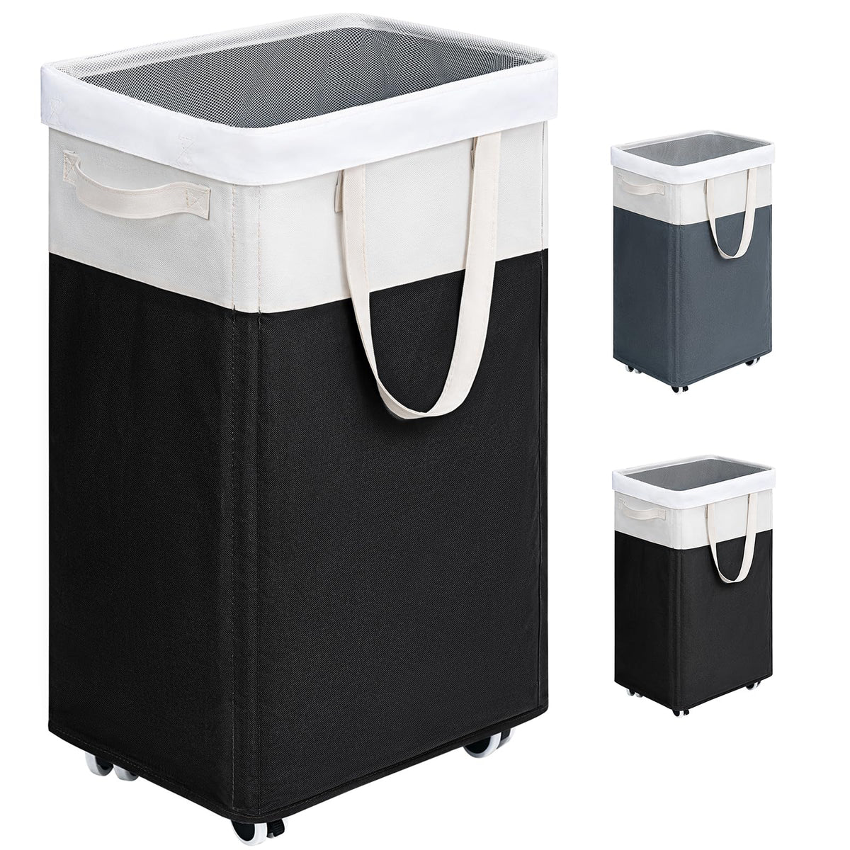 Goodpick 75L Laudnry Basket with Wheels & Removable Wash Bag for Dorm