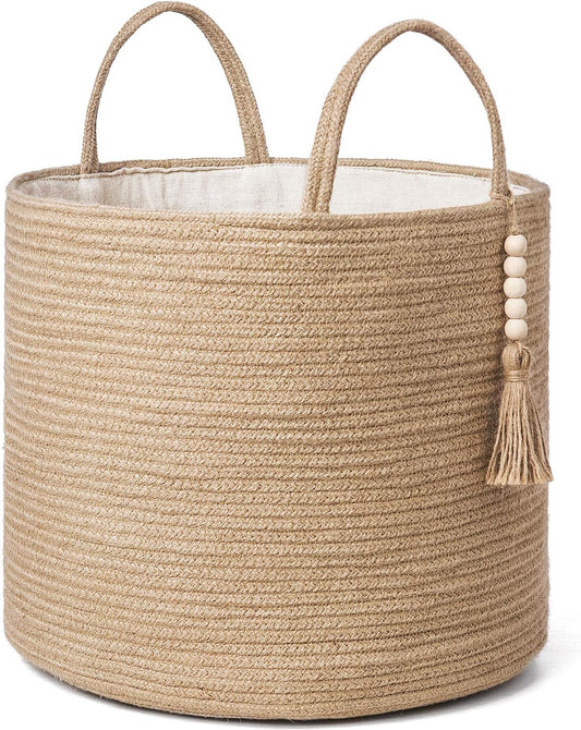 Mkono Woven Storage Basket for Blanket, Toys Plant Organizer, 16"W x 13.8"L