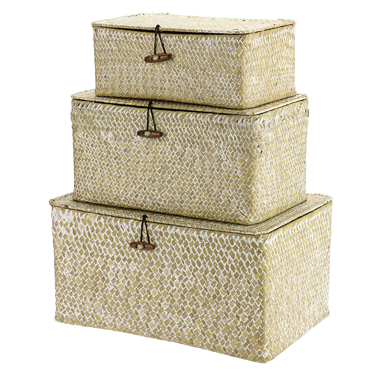 Hipiwe Wicker Shelf Baskets Bin with Lid Woven Storage Box, Coffee X-Large