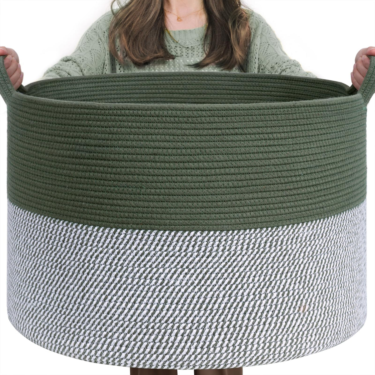 INDRESSME 115L Extra Large Woven Wicker Blanket Basket Living Room