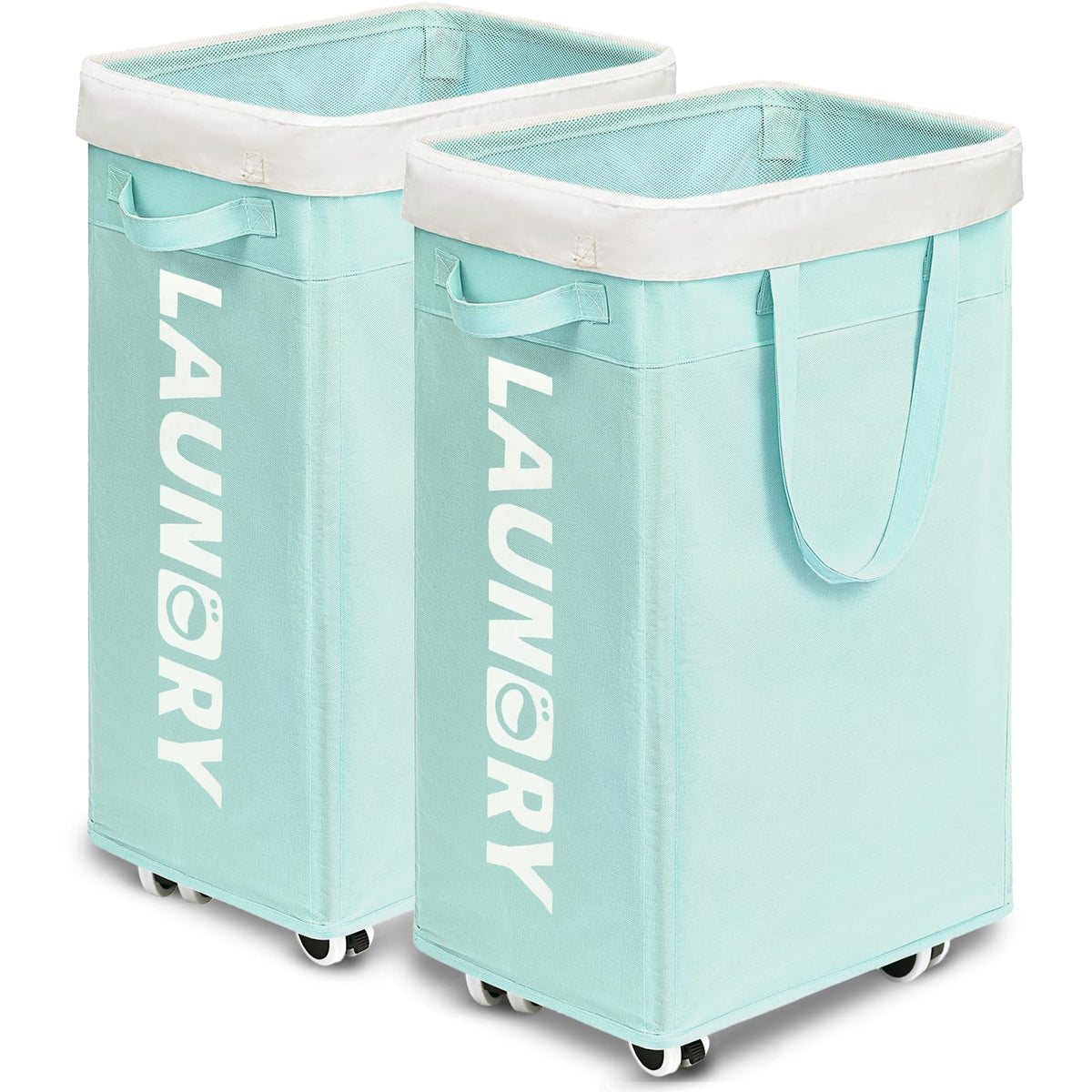 Goodpick 75L Laudnry Basket with Wheels & Removable Wash Bag for Dorm