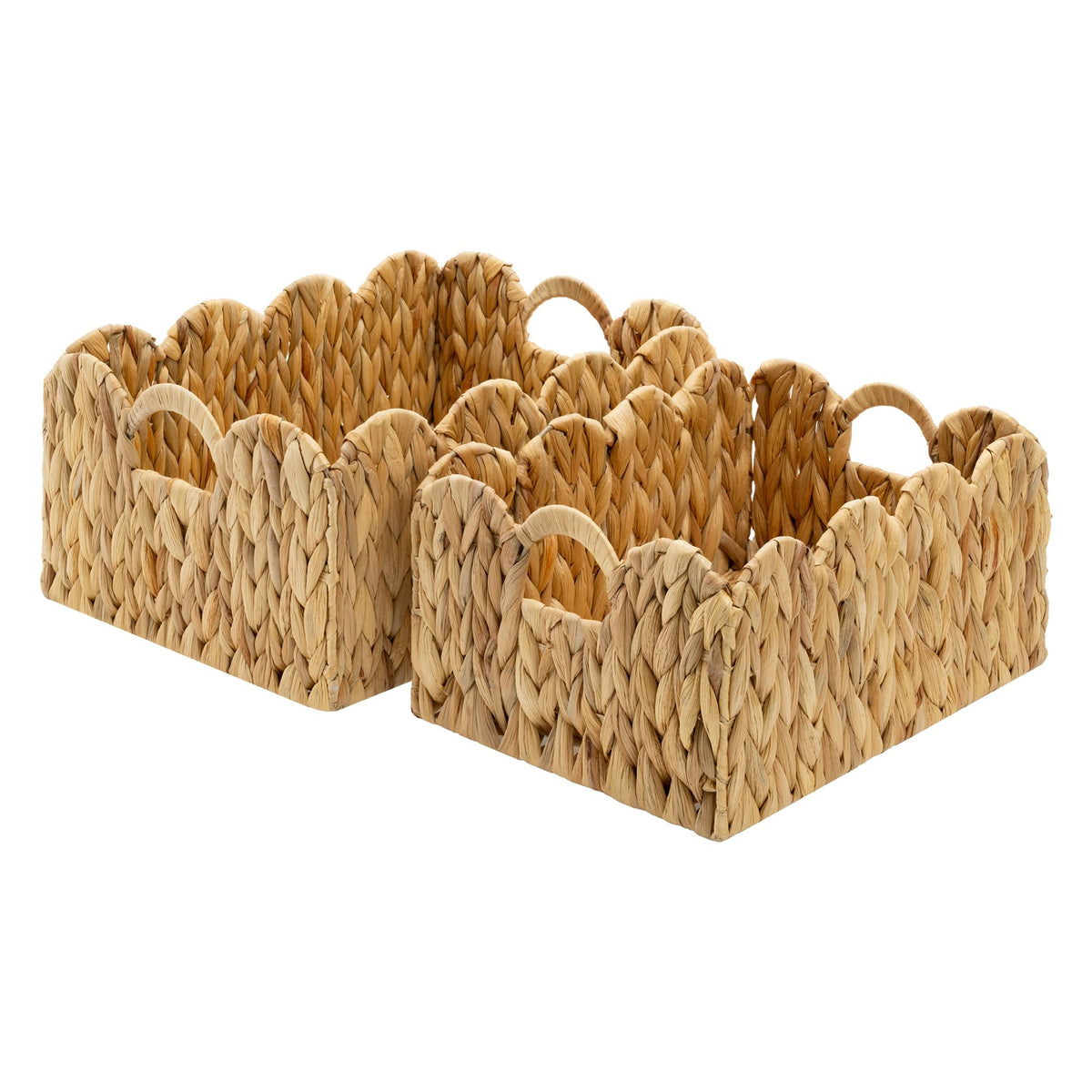 GRANNY SAYS Wicker Storage Basket for Shelves, Scalloped Baskets for Pantry