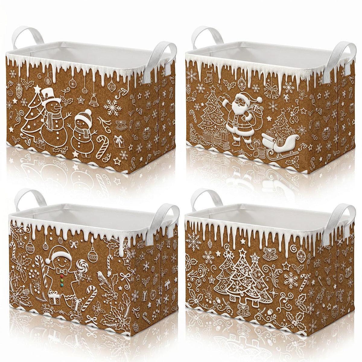4 Pcs Halloween Storage Basket for Gifts Large Spooky Skeleton Storage Bins with Handles 15 x 10 x 8 Fabric Laundry Baskets Halloween Skull Collapsible Organizer Boxes for Home Cloth Toys Book