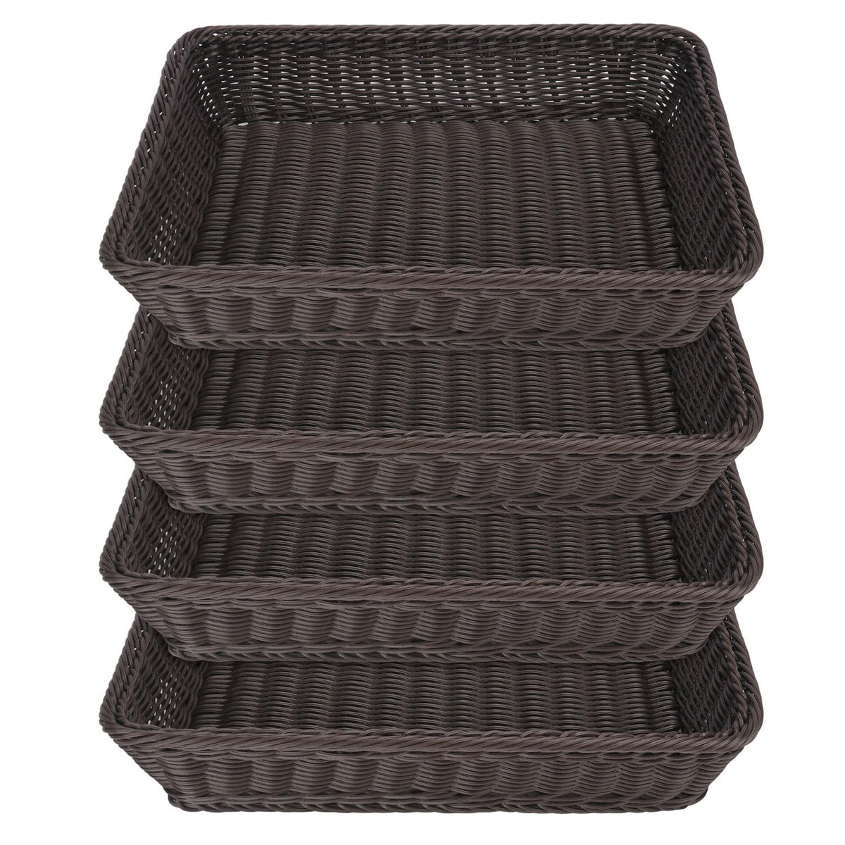 Poly Wicker Baskets 6 Pack 12 inch Large Wicker Baskets Storage – Rustic, Durable & Easy-Cleaning Bread Baskets, for Home, Restaurant & Hotel Use