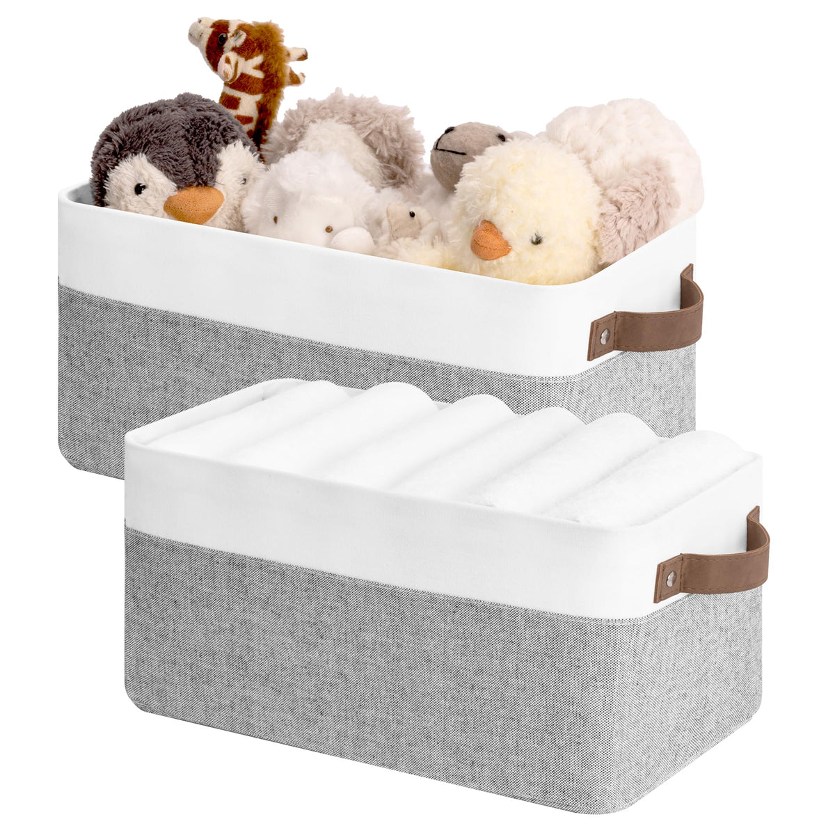 StorageWorks Narrow Storage Bins, Toilet Paper Storage, Natural, 2-Pack
