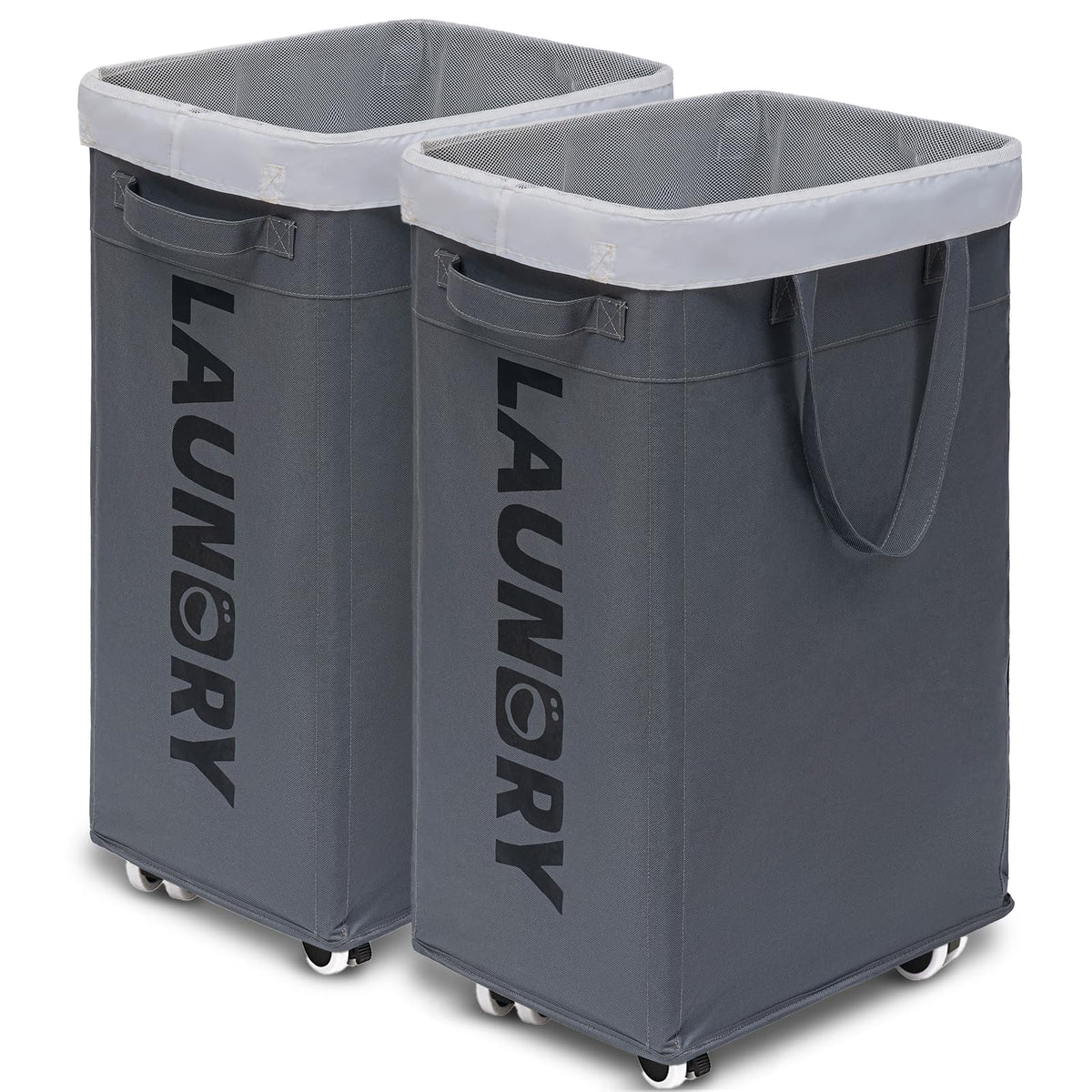 Goodpick 75L Laudnry Basket with Wheels & Removable Wash Bag for Dorm