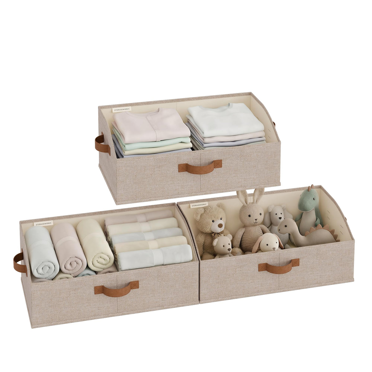 StorageWorks Closet Storage Bins Trapezoid, Gray, Large, 3-Pack