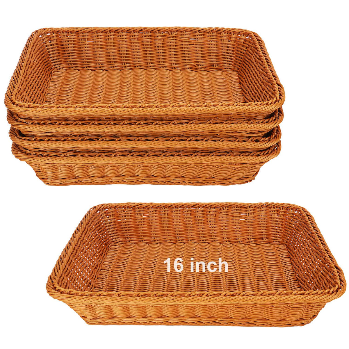 Poly Wicker Baskets 6 Pack 12 inch Large Wicker Baskets Storage – Rustic, Durable & Easy-Cleaning Bread Baskets, for Home, Restaurant & Hotel Use