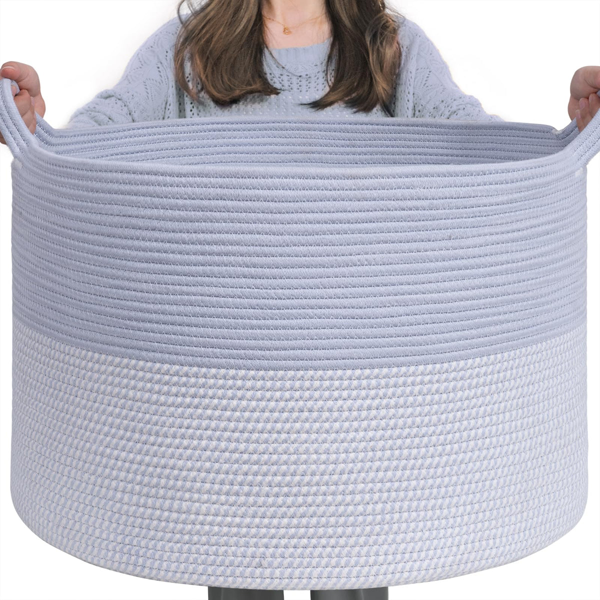 INDRESSME 115L Extra Large Woven Wicker Blanket Basket Living Room