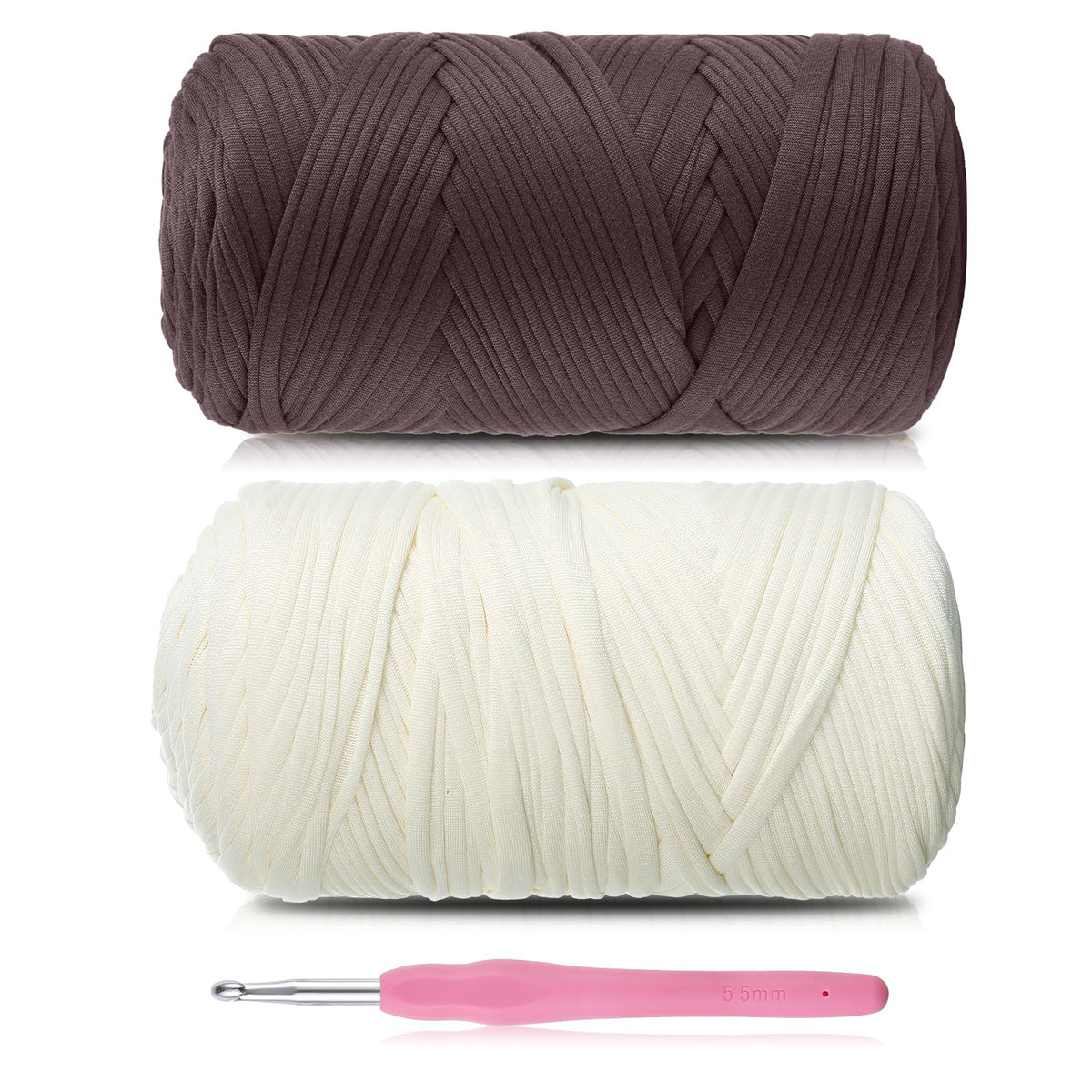 T-Shirt Yarn - 400g/118 Yards Elastic Fabric Crochet Cloth T-Shirt Yarn, Thick Hand Knitting Yarns for Crocheting Bags/Rugs/Baskets/Craft Project (Modern, 1-Grey)