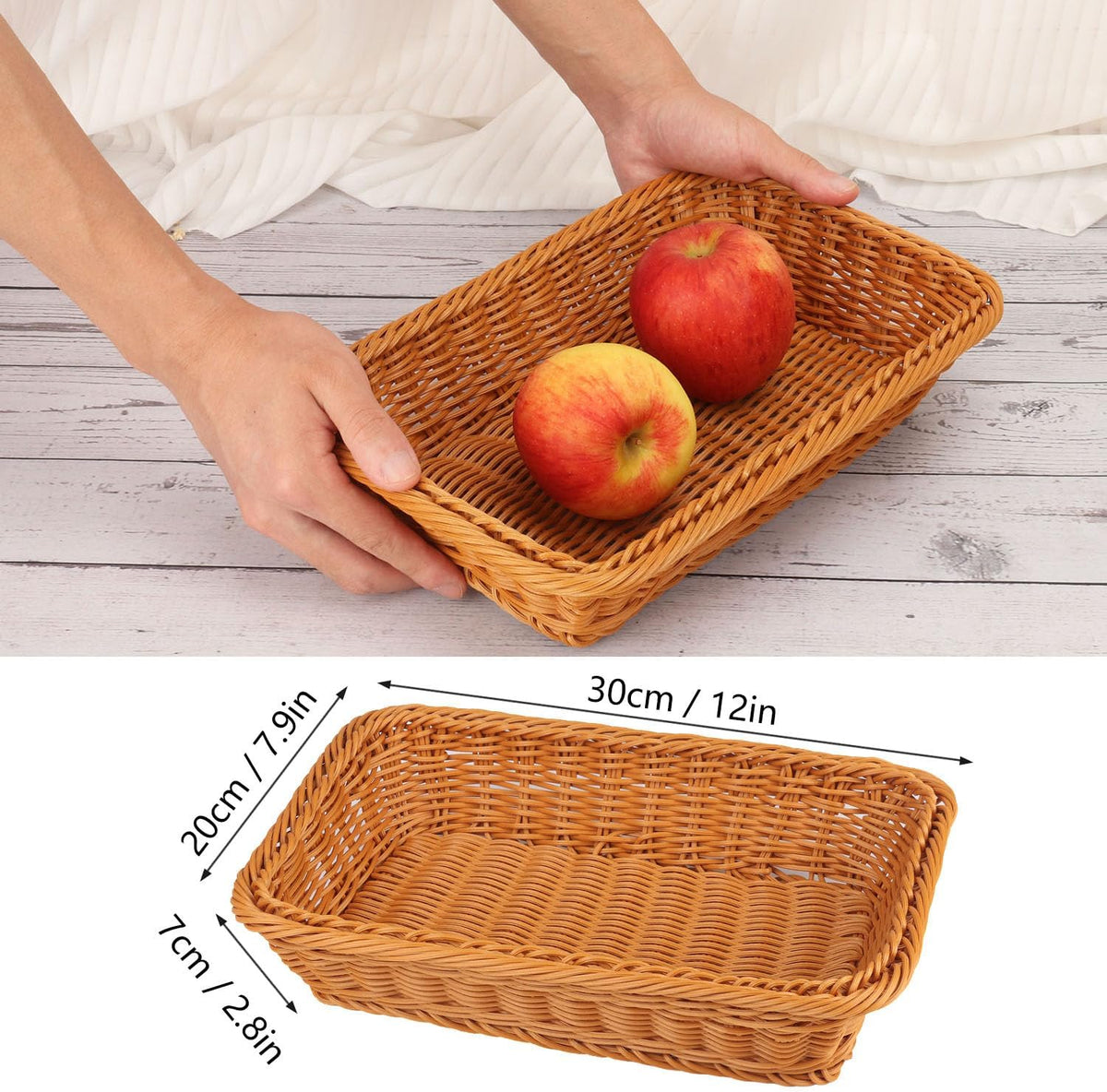 Poly Wicker Baskets 6 Pack 12 inch Large Wicker Baskets Storage – Rustic, Durable & Easy-Cleaning Bread Baskets, for Home, Restaurant & Hotel Use