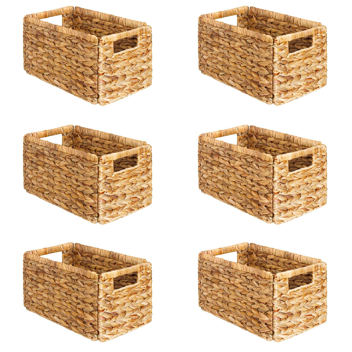 SpaceAid 4 Pack Wicker Basket, Storage Baskets for Organizing, Woven Rattan Basket with Handles for Shelves, Water Hyacinth Large Cube Organizer Storage Bin, 13x8.2x7 inch, Natural