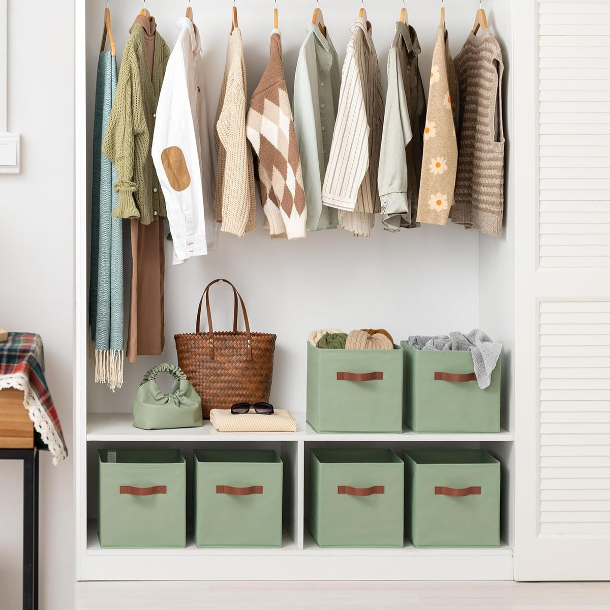 GRANNY SAYS 11 Inch Fabric Storage Cubes, 6-Pack, Sage Green