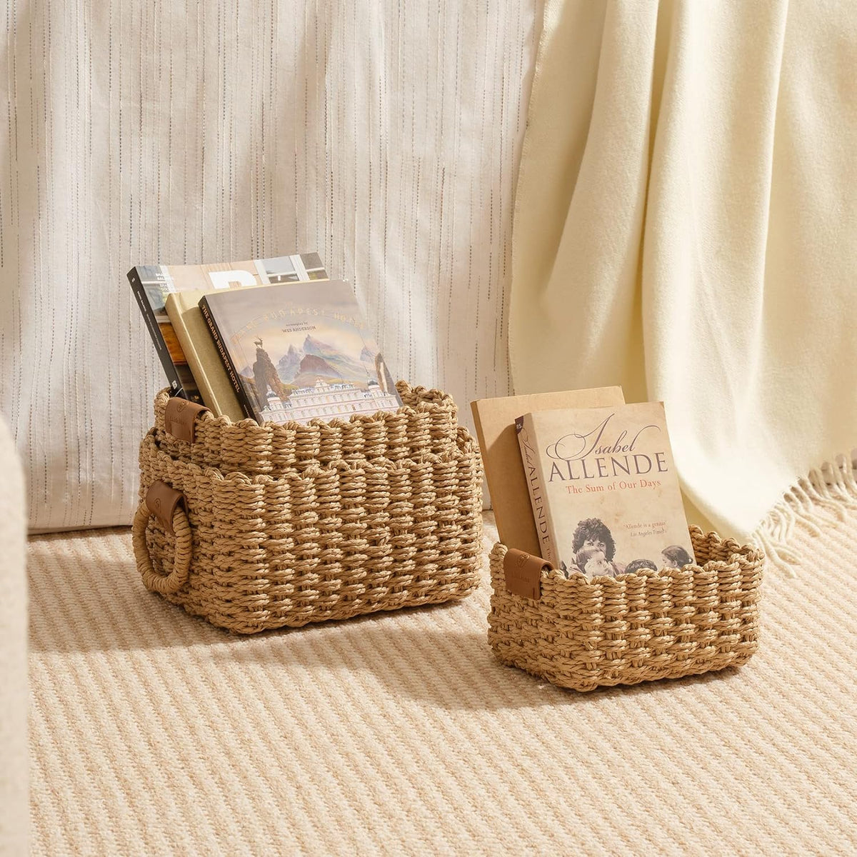 LA JOLIE MUSE Small Wicker Baskets for Organizing, Desert 3 Pack