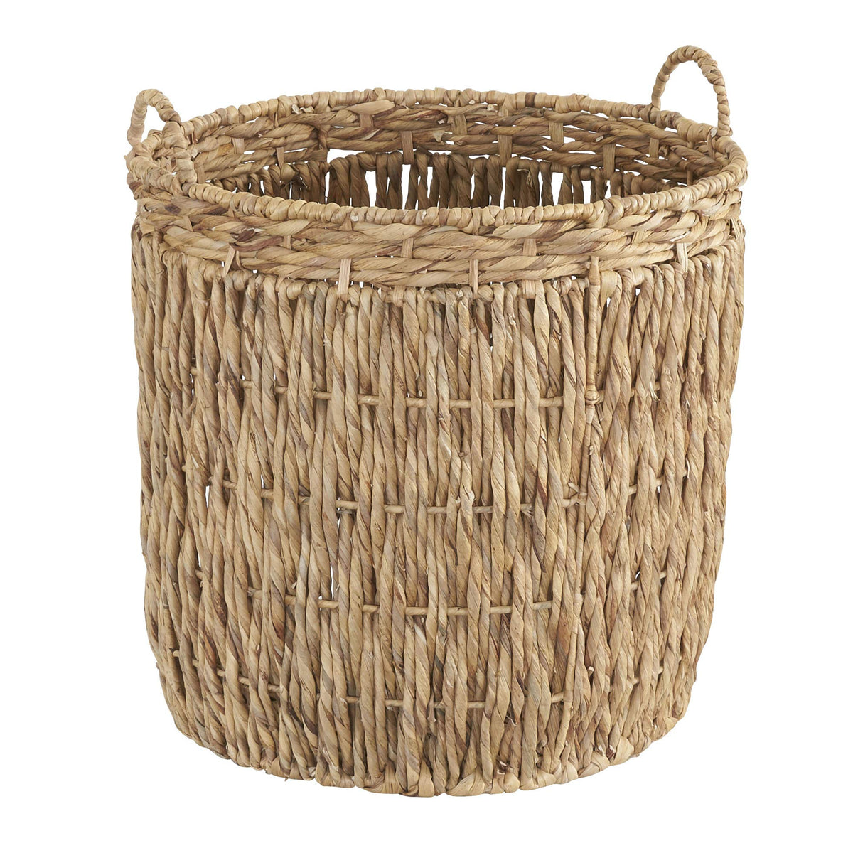 Household Essentials Tall Wicker Floor Basket, Woven Decorative Basket with Handles, Handmade, Great for Laundry and Storage, Natural