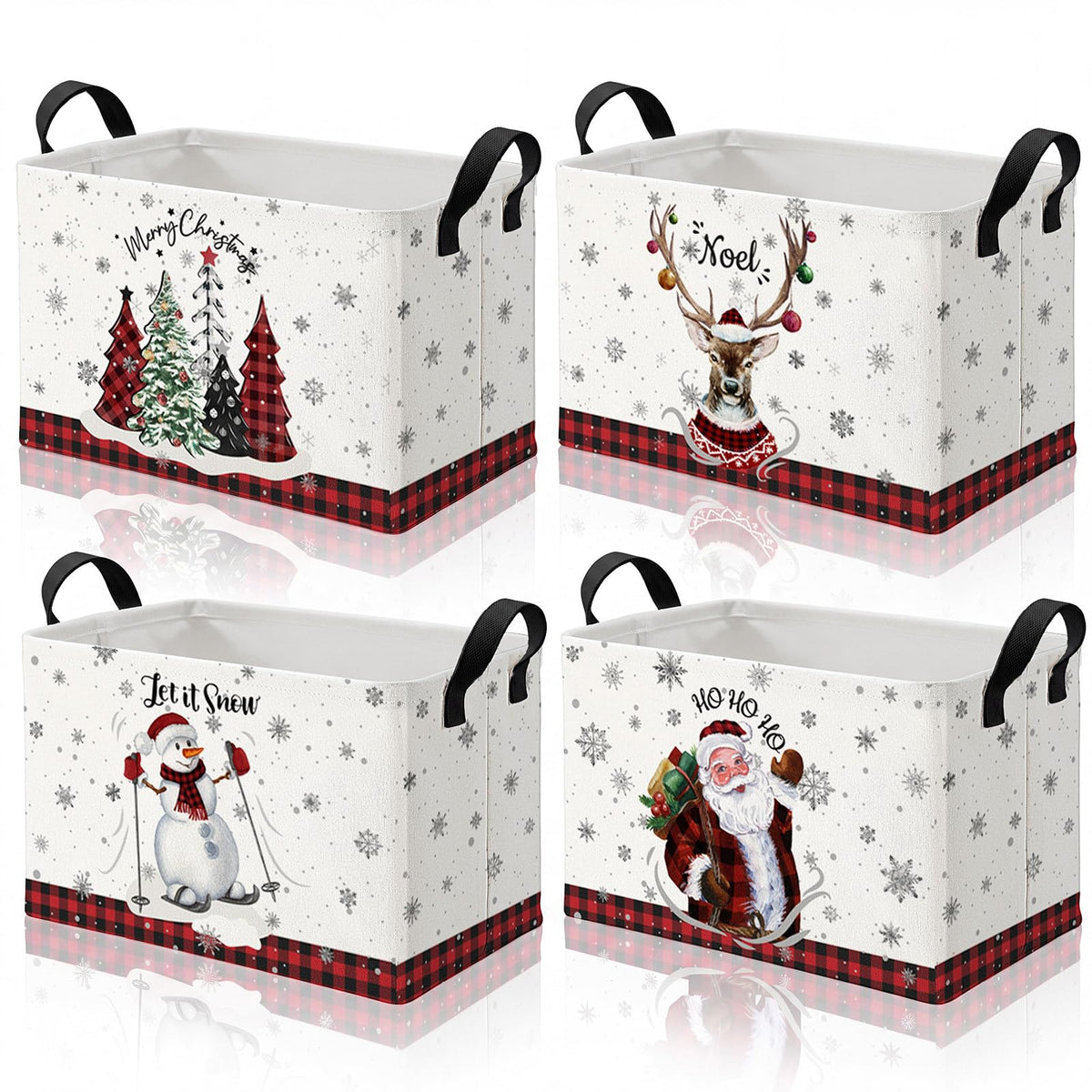 4 Pcs Halloween Storage Basket for Gifts Large Spooky Skeleton Storage Bins with Handles 15 x 10 x 8 Fabric Laundry Baskets Halloween Skull Collapsible Organizer Boxes for Home Cloth Toys Book