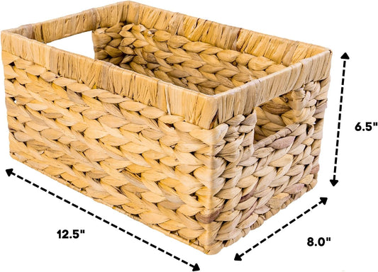 M4DECOR Set of 6 Rectangular Wicker Storage Baskets for Shelves