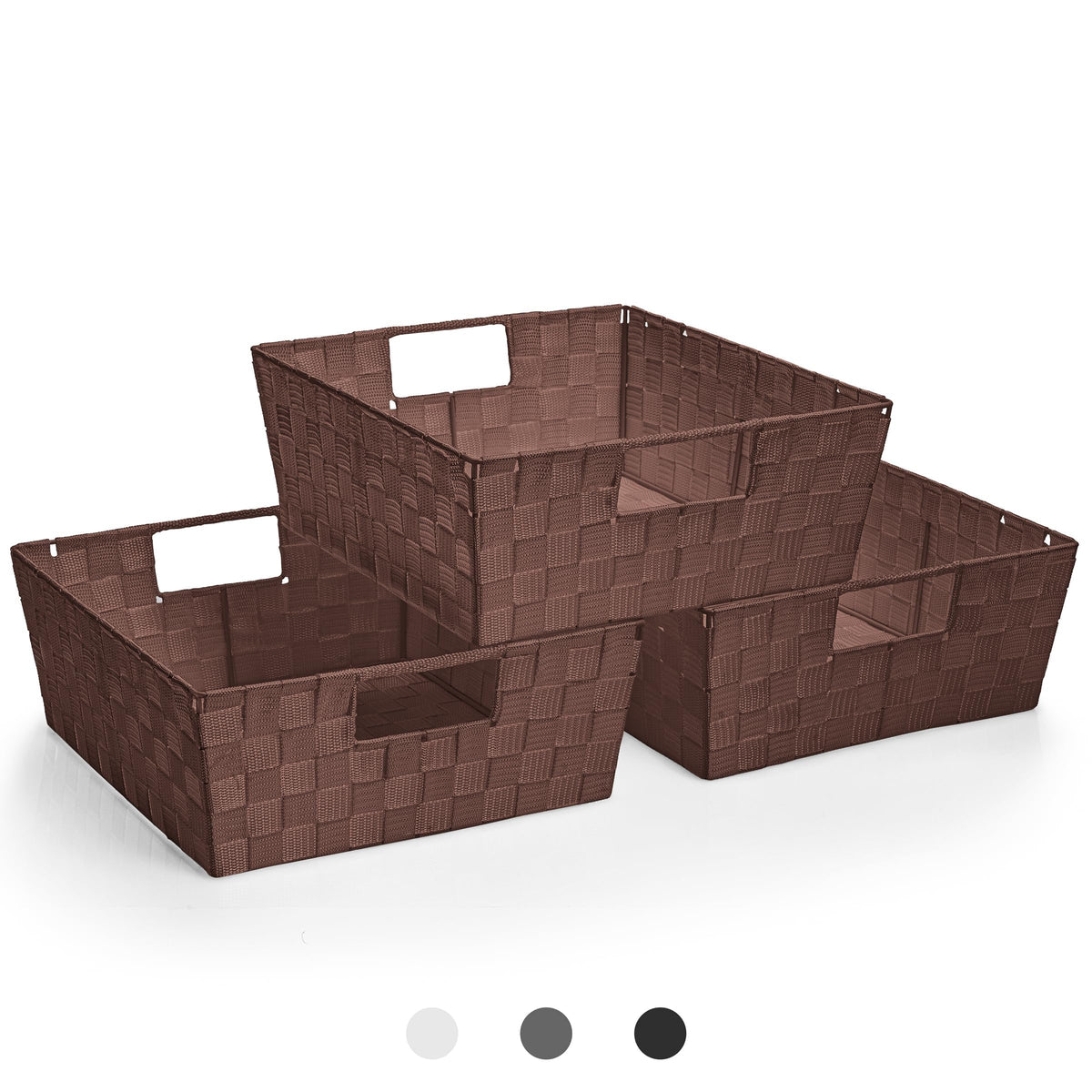 Sorbus Baskets for Organizing, Woven Storage Set (3 Piece Set, Chocolate)
