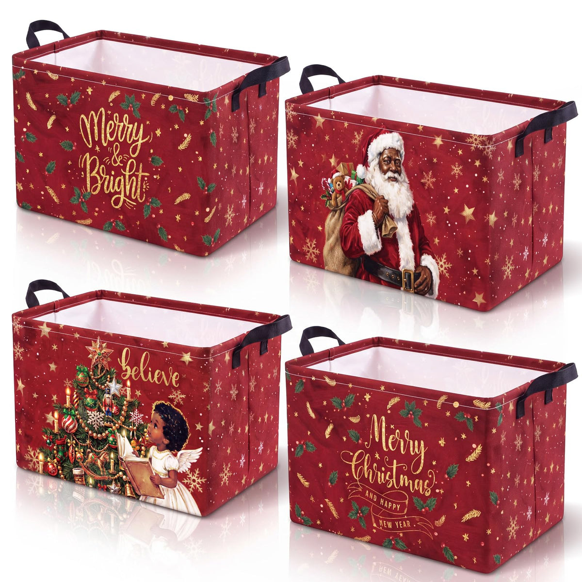 4 Pcs Halloween Storage Basket for Gifts Large Spooky Skeleton Storage Bins with Handles 15 x 10 x 8 Fabric Laundry Baskets Halloween Skull Collapsible Organizer Boxes for Home Cloth Toys Book