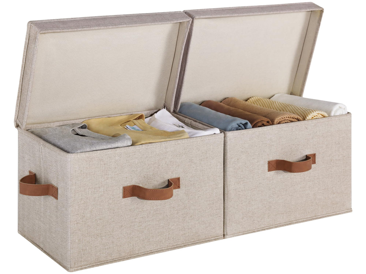 StorageWorks Fabric Storage Bins with Lids, Closet Storage Bins