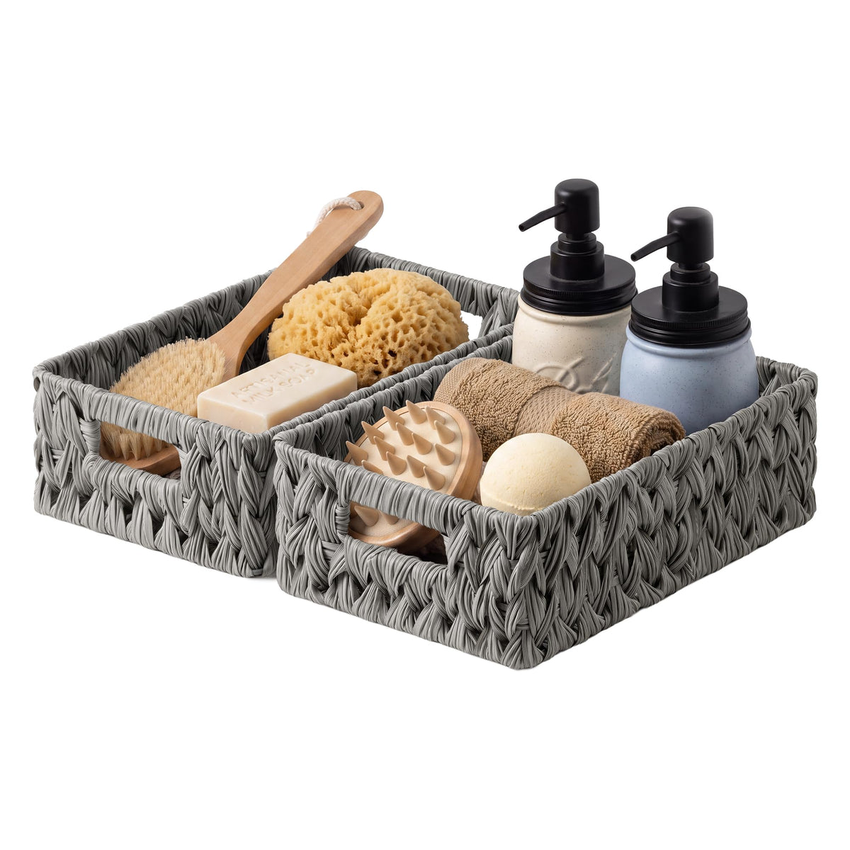 GRANNY SAYS Wicker Storage Baskets for Shelves, Hyacinth Baskets, 2-Pack