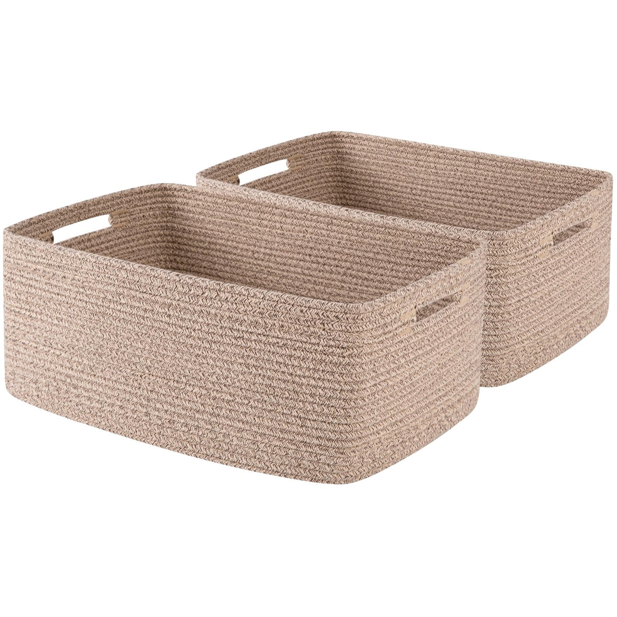OIASKET Large Storage Basket for Organizing, Woven Rope Basket for Shelves, Closet Organizer Bins for Clothes, Blanket, Toys, Baby Nursery Storage, 17.7" x 13" x 7.87", 2 Packs Gradient Yellow