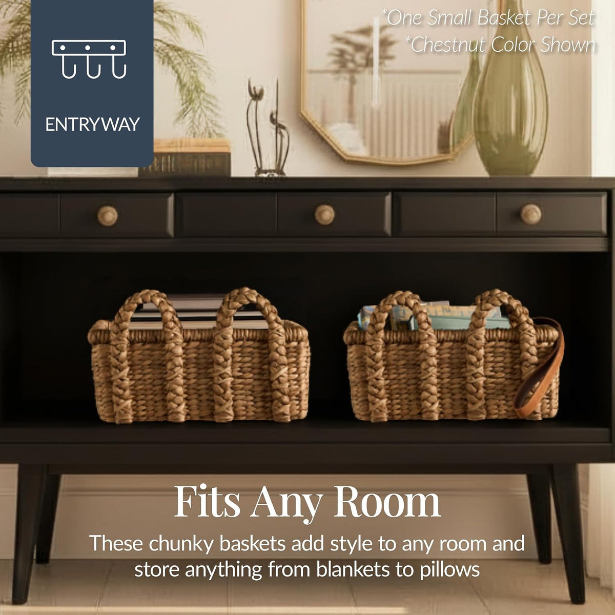 Best Choice Products 3Pc Shelf Baskets, Small, Large and XL Chunky Woven Wicker Rattan Storage Baskets w/Braided Handles, Organizer Bins for Blankets, Pillows, Shoes and Toys - Natural