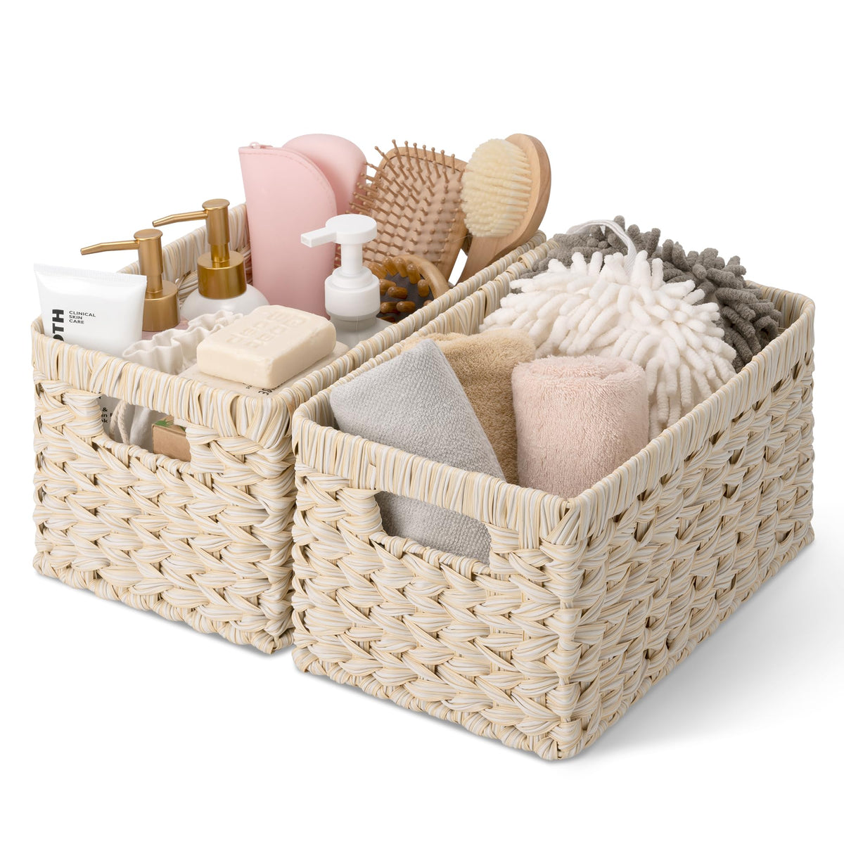 GRANNY SAYS Wicker Storage Baskets for Shelves, Hyacinth Baskets, 2-Pack