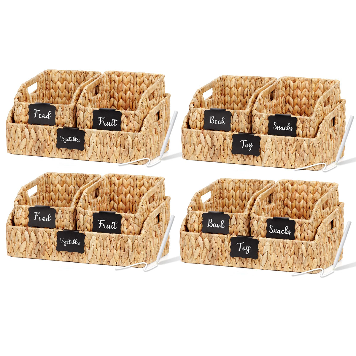 Pantry Baskets for Organizing,Wicker Storage Bins,3 Pack,Natural