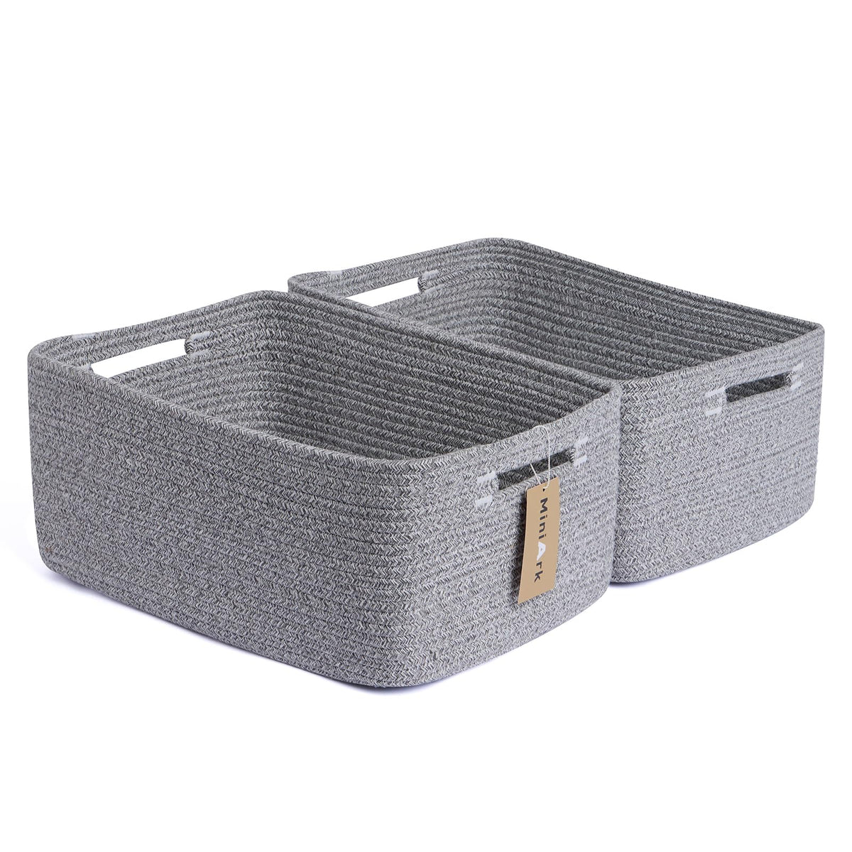 MiniArk Large Storage Baskets for Organizing, 17 x 13 x 7.5” Closet Shelf Baskets for Clothes Blanket Towels, Baby Nursery, Toy Bins Box, Woven Rope Baskets, 4 Packs Mixed Brown