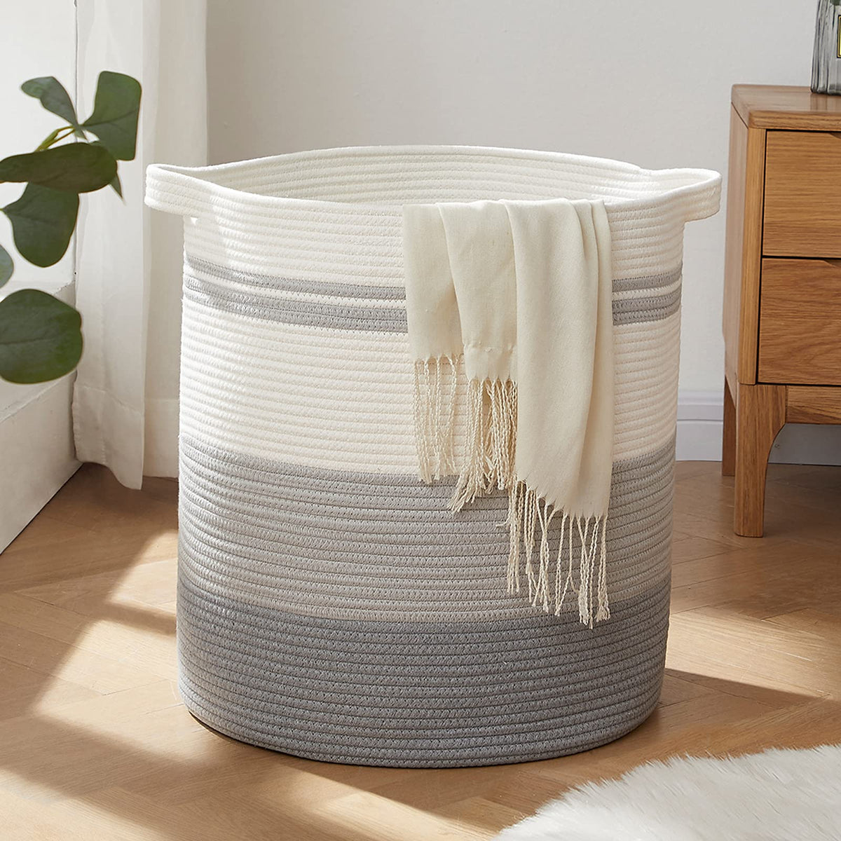 OIAHOMY 80L Laundry Basket Laundry Hamper Nursery Hamper Gradient Yellow